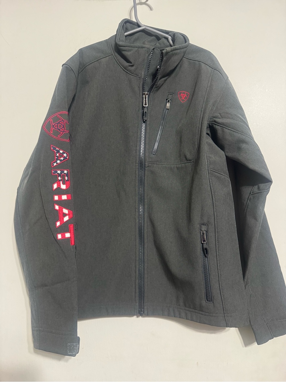 Ariat Kids Gray Jacket with Logo Sleeve size 10/12
